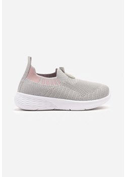 Jasnoszare Buty Sportowe Tenisówki z Elastyczną Cholewką Ozdobione Paskami Fenorwen ze sklepu born2be.pl w kategorii Buty sportowe dziecięce - zdjęcie 178150480