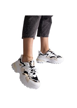 Biało-czarne sneakersy sportowe białe ze sklepu ButyModne.pl w kategorii Buty sportowe damskie - zdjęcie 178153181