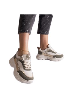 Zielone sneakersy z brokatowymi wstawkami ze sklepu ButyModne.pl w kategorii Buty sportowe damskie - zdjęcie 178153182