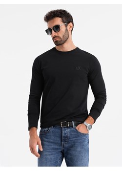 Longsleeve męski SLIM FIT z elastanem i printem – czarny V1 OM-LSBC-0124 ze sklepu ombre w kategorii T-shirty męskie - zdjęcie 178156082