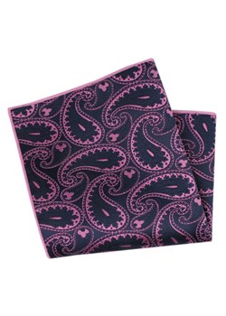 Męska, Elegancka Poszetka - Alties - Duże Fioletowe Paisley na Granatowym Tle POSZALTTANIA0806 ze sklepu JegoSzafa.pl w kategorii Poszetki i butonierki - zdjęcie 178156111