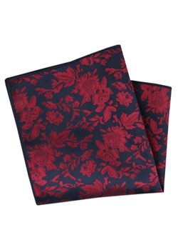 Męska, Elegancka Poszetka - Alties - Granat z Czerwonym Motywem Kwiatowym POSZALTTANIA0798 ze sklepu JegoSzafa.pl w kategorii Poszetki i butonierki - zdjęcie 178156114