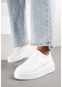 Białe Sneakersy Klasyczne Tenisówki na Grubej Podeszwie z Koturnem Adessia ze sklepu renee.pl w kategorii Buty sportowe damskie - zdjęcie 178157800