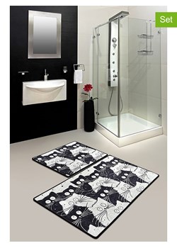 Colourful Cotton Dywaniki łazienkowe (2 szt.) &quot;White Cats&quot; w kolorze czarno-białym ze sklepu Limango Polska w kategorii Akcesoria łazienkowe - zdjęcie 178158382