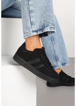 Czarne Sneakersy z Ozdobnymi Naszywkami z Boku Galdexis ze sklepu born2be.pl w kategorii Buty sportowe damskie - zdjęcie 178159404