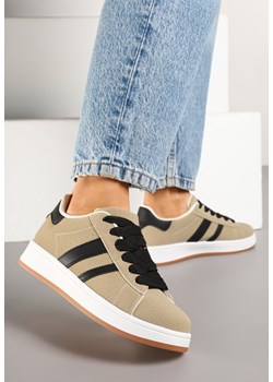 Beżowe Sneakersy z Ozdobnymi Naszywkami z Boku Galdexis ze sklepu born2be.pl w kategorii Buty sportowe damskie - zdjęcie 178159422