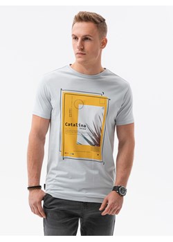 T-shirt męski z nadrukiem - niebieski V-13B S1434 ze sklepu ombre w kategorii T-shirty męskie - zdjęcie 178162792