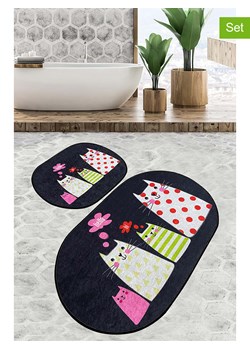 Colourful Cotton Dywaniki łazienkowe (2 szt.) w kolorze czarnym ze wzorem ze sklepu Limango Polska w kategorii Akcesoria łazienkowe - zdjęcie 178165443