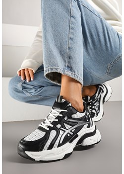 Czarne Sneakersy na Platformie z Geometrycznym Wzorem Farissa ze sklepu renee.pl w kategorii Buty sportowe damskie - zdjęcie 178166243