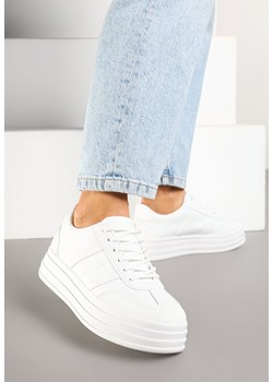 Białe Sneakersy w Stylu Klasycznych Tenisówek na Platformie Asdisa ze sklepu born2be.pl w kategorii Buty sportowe damskie - zdjęcie 178166500