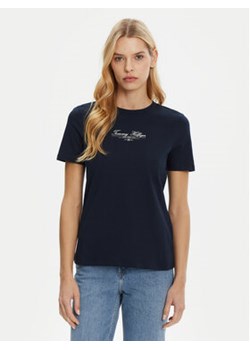 Tommy Hilfiger T-Shirt WW0WW45428 Granatowy Regular Fit ze sklepu MODIVO w kategorii Bluzki damskie - zdjęcie 178172422