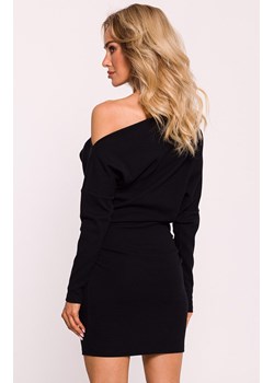 Prążkowana sukienka mini z odkrytymi ramionami czarna M818, Kolor czarny, Rozmiar 2XL/3XL, MOE ze sklepu Intymna w kategorii Sukienki - zdjęcie 178173231