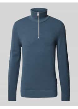 Bluza o kroju regular fit z kołnierzem i fakturą Ottoman ze sklepu Peek&Cloppenburg  w kategorii Swetry męskie - zdjęcie 178175591