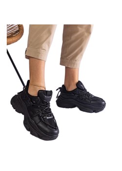 Czarne sneakersy sportowe damskie ze sklepu ButyModne.pl w kategorii Buty sportowe damskie - zdjęcie 178176510