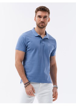 Koszulka męska polo z dzianiny pique - niebieski V16 S1374 ze sklepu ombre w kategorii T-shirty męskie - zdjęcie 178180593