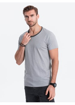 T-shirt męski bawełniany - szary V1 S1385 ze sklepu ombre w kategorii T-shirty męskie - zdjęcie 178180824