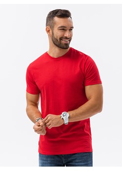 T-shirt męski bawełniany BASIC - czerwony S1224 ze sklepu ombre w kategorii T-shirty męskie - zdjęcie 178181260