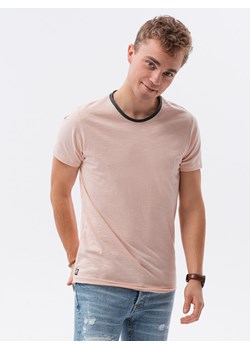 T-shirt męski bawełniany - brzoskwiniowy V5 S1385 ze sklepu ombre w kategorii T-shirty męskie - zdjęcie 178181264