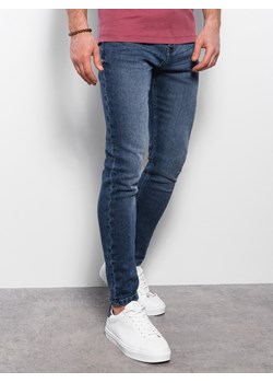 Spodnie męskie jeansowe SKINNY FIT -  granatowe V1 OM-PADP-0101 ze sklepu ombre w kategorii Jeansy męskie - zdjęcie 178181413