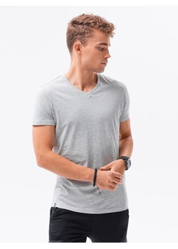 Klasyczna męska koszulka z dekoltem w serek BASIC - szary melanż V16 S1369 ze sklepu ombre w kategorii T-shirty męskie - zdjęcie 178181674