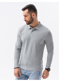 Longsleeve męski z kołnierzykiem bez nadruku - szary melanż V4 L132 ze sklepu ombre w kategorii T-shirty męskie - zdjęcie 178181763