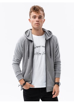 Bluza męska rozpinana z kapturem - szary melanż V3 B1083 ze sklepu ombre w kategorii Bluzy męskie - zdjęcie 178181782