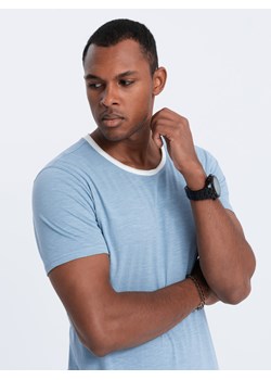 T-shirt męski bawełniany - błękitny V4 S1385 ze sklepu ombre w kategorii T-shirty męskie - zdjęcie 178181864