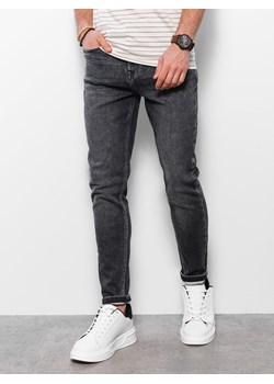 Spodnie męskie jeansowe SKINNY FIT -  grafitowe V3 OM-PADP-0101 ze sklepu ombre w kategorii Jeansy męskie - zdjęcie 178182270