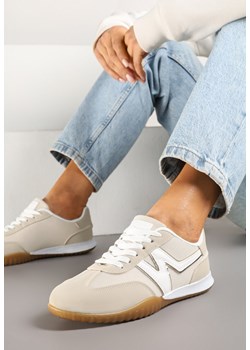 Beżowe Sneakersy w Stylu Tenisówek Ozdobione Naszywką Tanelis ze sklepu renee.pl w kategorii Buty sportowe damskie - zdjęcie 178183010
