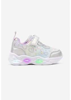 Srebrne Buty Sportowe ze Świecącą Podeszwą i Zapięciem na Rzep Canelis ze sklepu born2be.pl w kategorii Buty sportowe dziecięce - zdjęcie 178184312