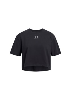 Dziewczęca koszulka oversize Under Armour UA Rival SS - czarna ze sklepu Sportstylestory.com w kategorii Bluzki dziewczęce - zdjęcie 178209384