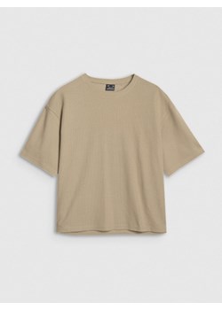 Damski t-shirt basic 4F 4FRSS25TTSHF2651 - beżowy ze sklepu Sportstylestory.com w kategorii Bluzki damskie - zdjęcie 178209701