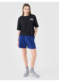 Damski t-shirt oversize z nadrukiem 4F 4FWSS25TTSHF1996 - czarny ze sklepu Sportstylestory.com w kategorii Bluzki damskie - zdjęcie 178209714