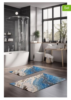 Colourful Cotton Dywaniki łazienkowe (2 szt.) w kolorze niebiesko-białym ze sklepu Limango Polska w kategorii Akcesoria łazienkowe - zdjęcie 178211410