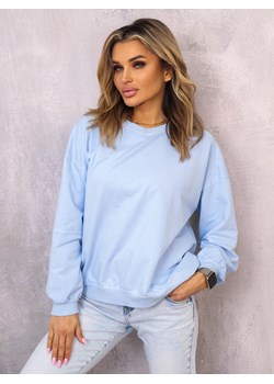 ASYMETRYCZNA BLUZA OVERSIZE Z PRZESZYCIAMI NA RĘKAWACH- NIEBIESKA ze sklepu olika.com.pl w kategorii Bluzy damskie - zdjęcie 178212513