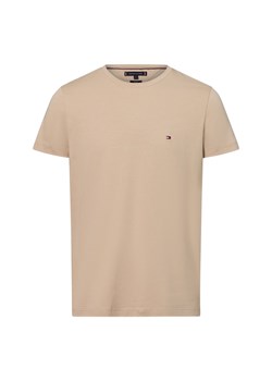 Tommy Hilfiger T-shirt męski Mężczyźni Dżersej beżowy jednolity ze sklepu vangraaf w kategorii T-shirty męskie - zdjęcie 178215850