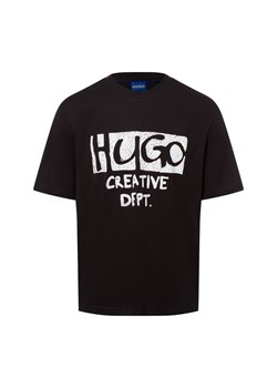 HUGO BLUE Koszulka męska - Nugocrea Mężczyźni Bawełna czarny jednolity ze sklepu vangraaf w kategorii T-shirty męskie - zdjęcie 178215883