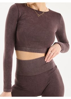 Sinsay - Crop top z długim rękawem - brązowy ze sklepu Sinsay w kategorii Bluzki damskie - zdjęcie 178217580