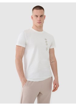 Męski t-shirt z nadrukiem 4F 4FRSS25TTSHM2689 - beżowy ze sklepu Sportstylestory.com w kategorii T-shirty męskie - zdjęcie 178218564