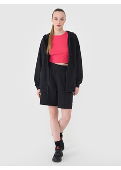 Damska bluza dresowa rozpinana z kapturem 4F 4FRSS25TSWSF2152 - czarna ze sklepu Sportstylestory.com w kategorii Bluzy damskie - zdjęcie 178220943