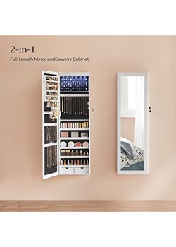 Songmics Lustro ścienne w kolorze białym - 37 x 120 x 10 cm ze sklepu Limango Polska w kategorii Lustra - zdjęcie 178221433