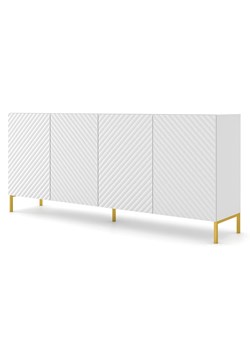 Długa komoda 200 cm biały mat + złote nóżki - Resa 4X ze sklepu Edinos.pl w kategorii Komody - zdjęcie 178228570