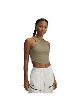 Damski top basic Under Armour UA Rival Rib Tank - brązowy ze sklepu Sportstylestory.com w kategorii Bluzki damskie - zdjęcie 178253332