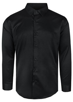 Elegancka Męska Taliowana Koszula - Rigon - Czarna (Slim Fit)   KSDWRGNar02SLIMczarna ze sklepu JegoSzafa.pl w kategorii Koszule męskie - zdjęcie 178257222