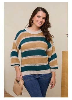 Curvy Lady Sweter w kolorze turkusowo-kremowym ze sklepu Limango Polska w kategorii Swetry damskie - zdjęcie 178260093