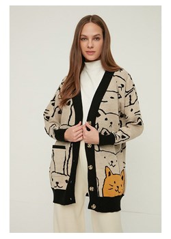 trendyol Kardigan w kolorze beżowo-czarno-pomarańczowym ze sklepu Limango Polska w kategorii Swetry damskie - zdjęcie 178260501
