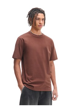 Cropp - Brązowa koszulka basic - brązowy ze sklepu Cropp w kategorii T-shirty męskie - zdjęcie 178268044