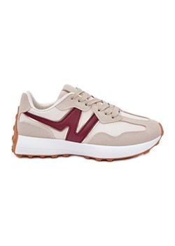Buty Sportowe Sneakersy Damskie Beżowo-Bordowe beżowy ze sklepu ButyModne.pl w kategorii Buty sportowe damskie - zdjęcie 178274750