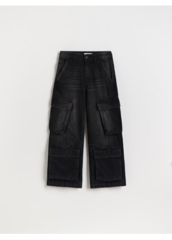 Reserved - Jeansy wide leg cargo - czarny ze sklepu Reserved w kategorii Spodnie dziewczęce - zdjęcie 178275684