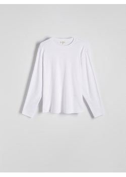 Reserved - Longsleeve slim fit w prążek - biały ze sklepu Reserved w kategorii T-shirty męskie - zdjęcie 178283861